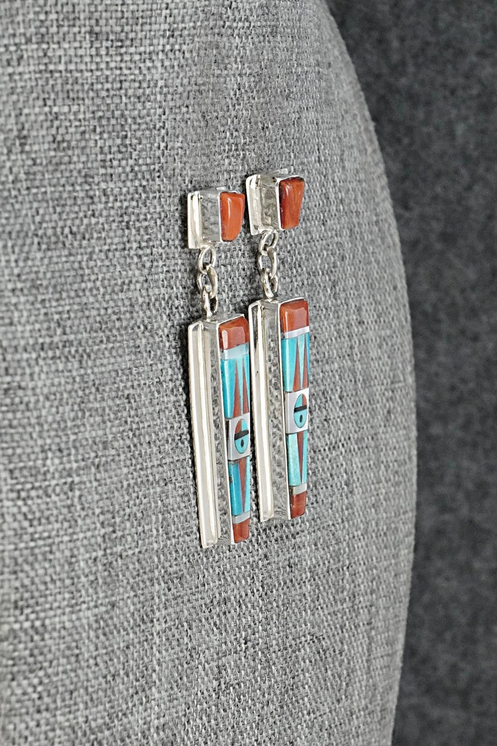 Multi-Stone & Sterling Silver Inlay Earrings - Rayland Edaakie