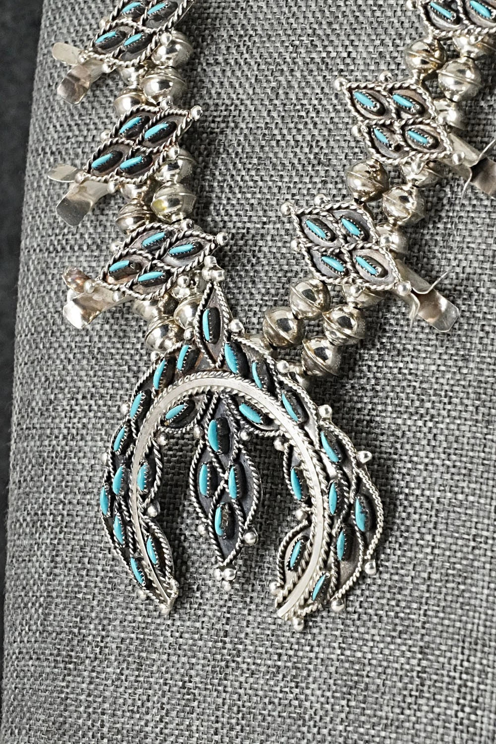 Turquoise & Sterling Silver Squash Blossom Set - Lorna Mahkee