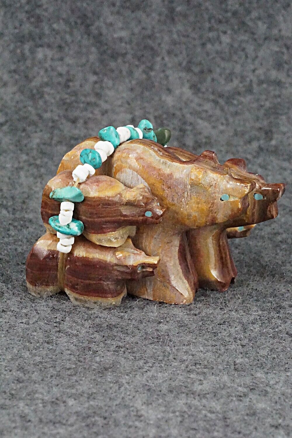 Bear Family Zuni Fetish Carving - Tim Lementino