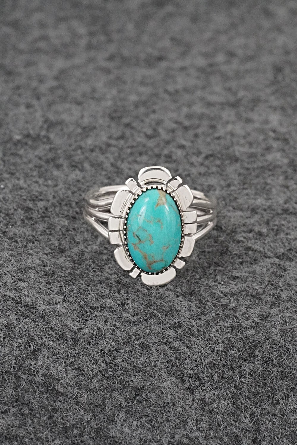 Turquoise & Sterling Silver Ring - Leona Delgarito - Size 6