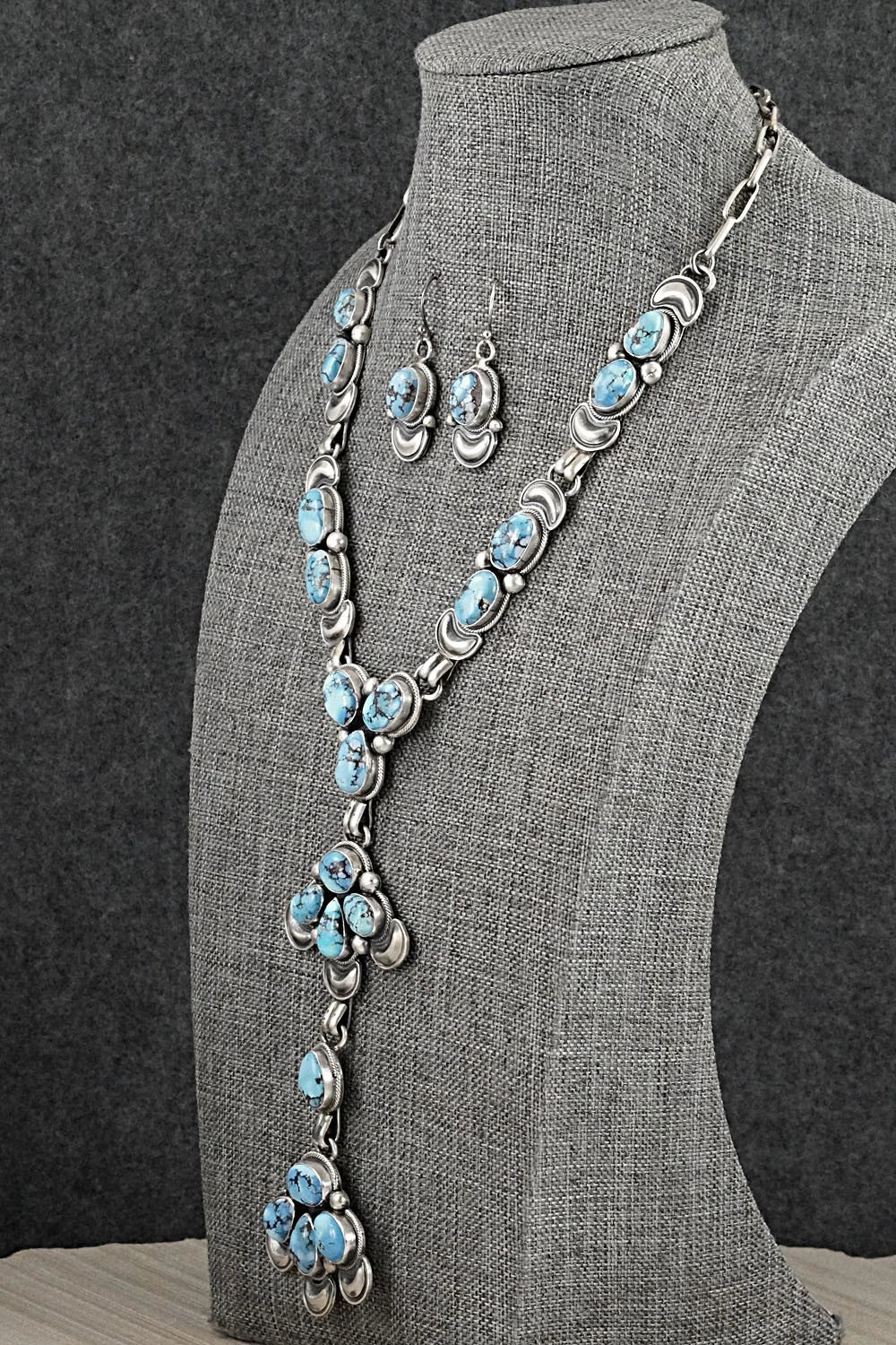 Turquoise & Sterling Silver Necklace and Earrings Set - Paul Livingston