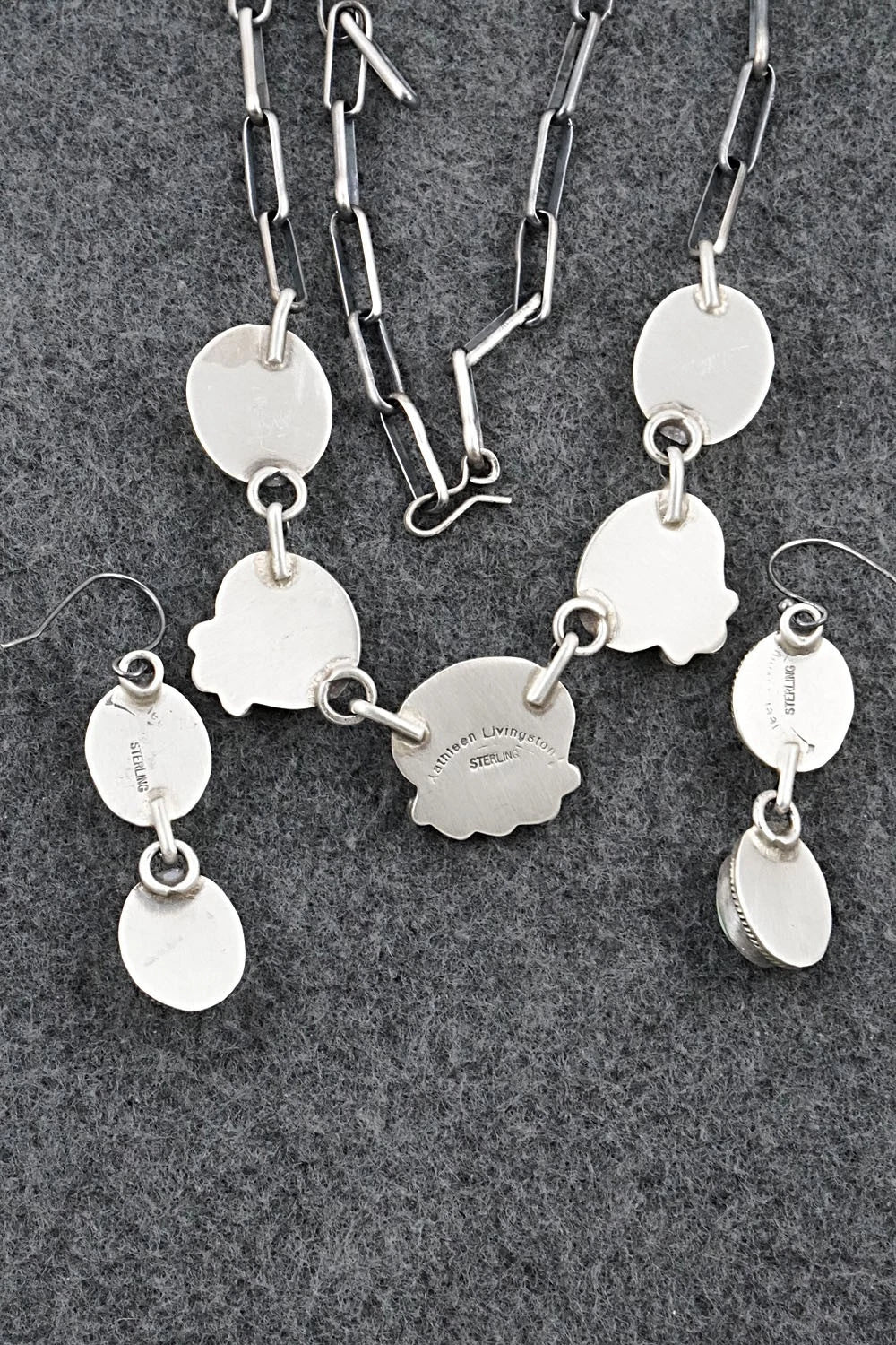 Turquoise & Sterling Silver Necklace and Earrings Set - Kathleen Livingston