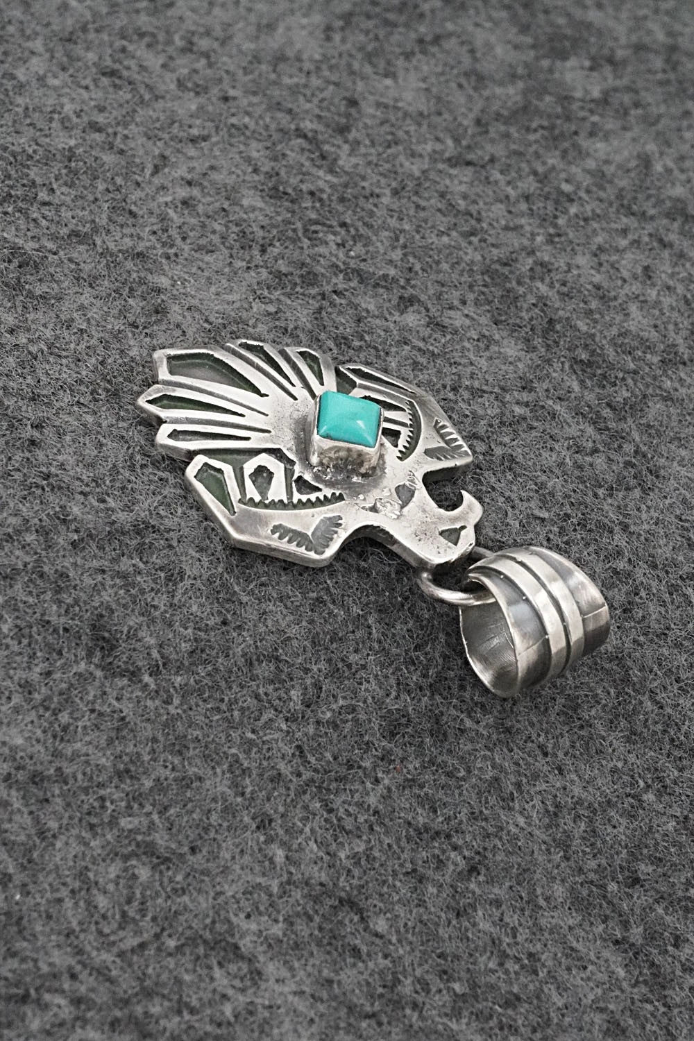 Turquoise & Sterling Silver Pendant - Jerold Joe