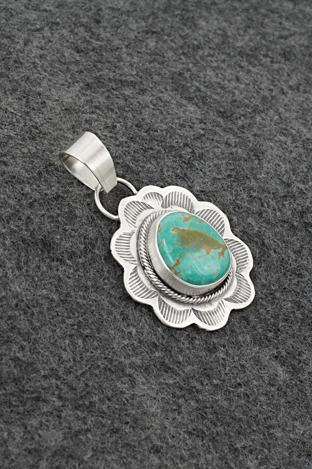 Turquoise & Sterling Silver Pendant - Cordell Platero