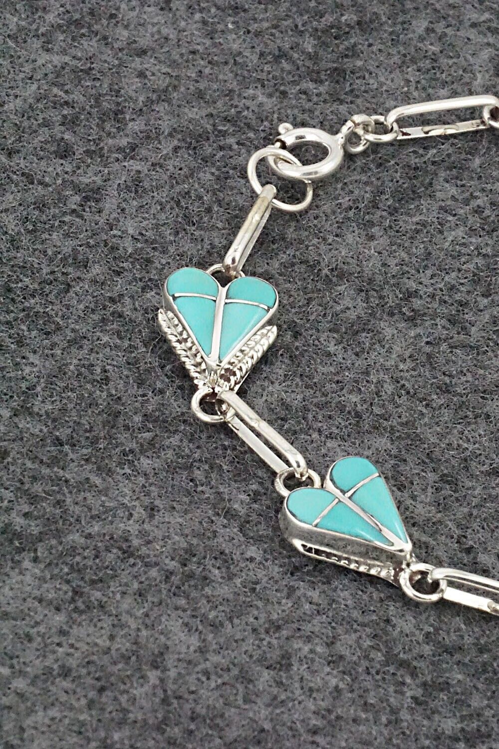 Turquoise & Sterling Silver Link Bracelet - Velda Nastacio