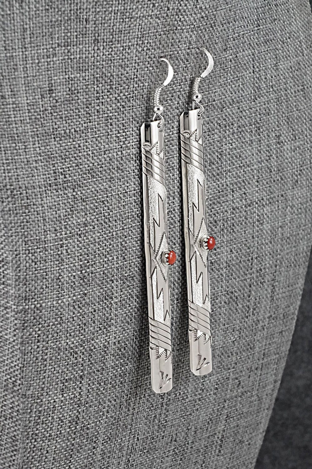 Coral & Sterling Silver Earrings - Zane Tahe