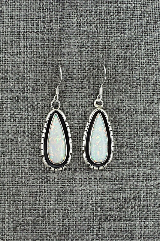 Opalite & Sterling Silver Earrings - Amos Begay