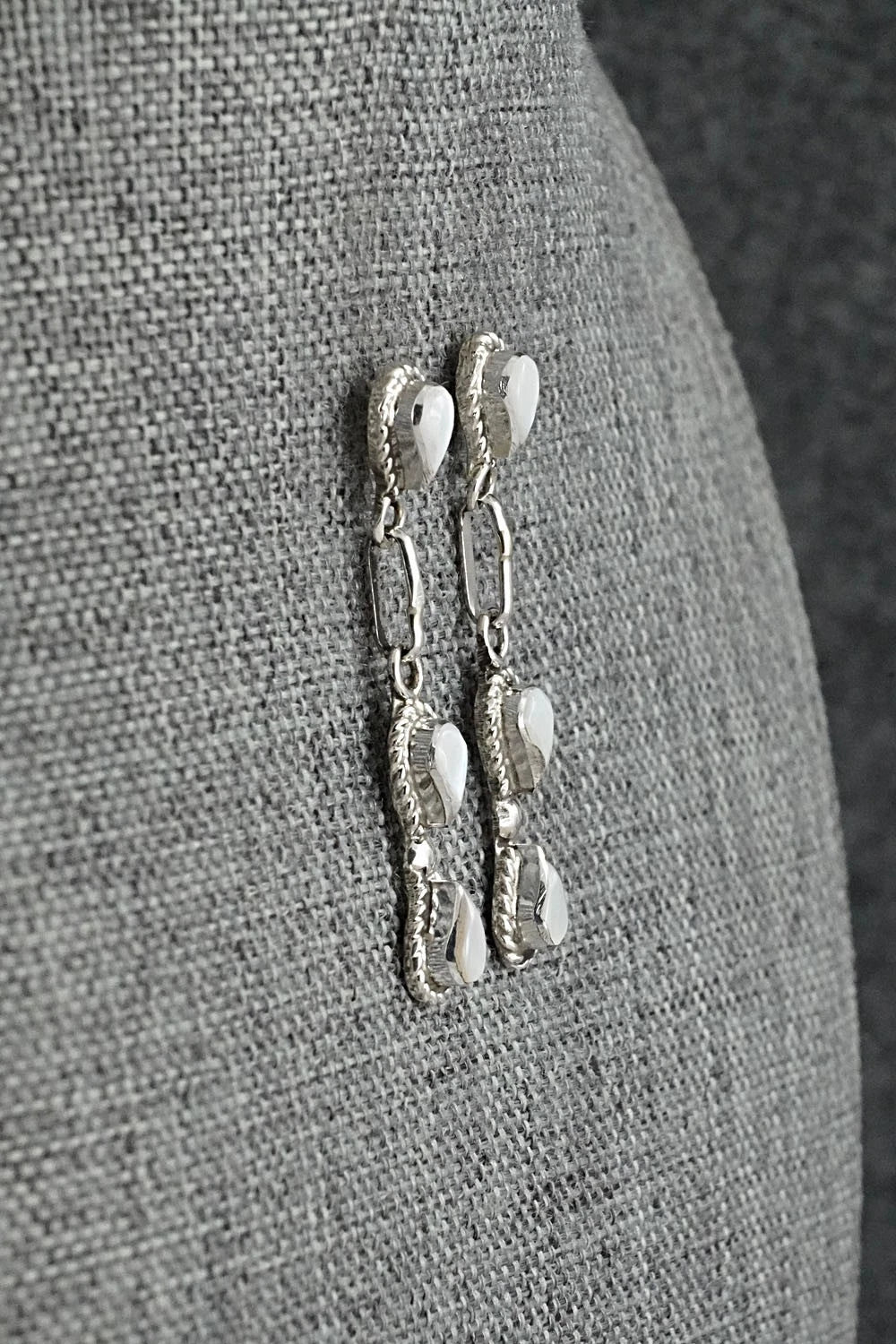 Mother of Pearl & Sterling Silver Earrings - Carol Lateyice