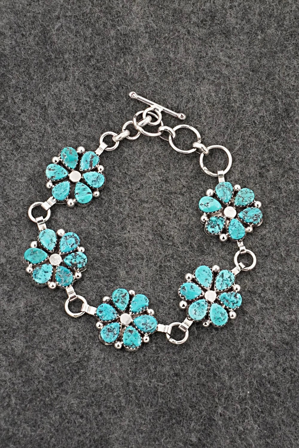 Turquoise & Sterling Silver Link Bracelet - Anthony Brown