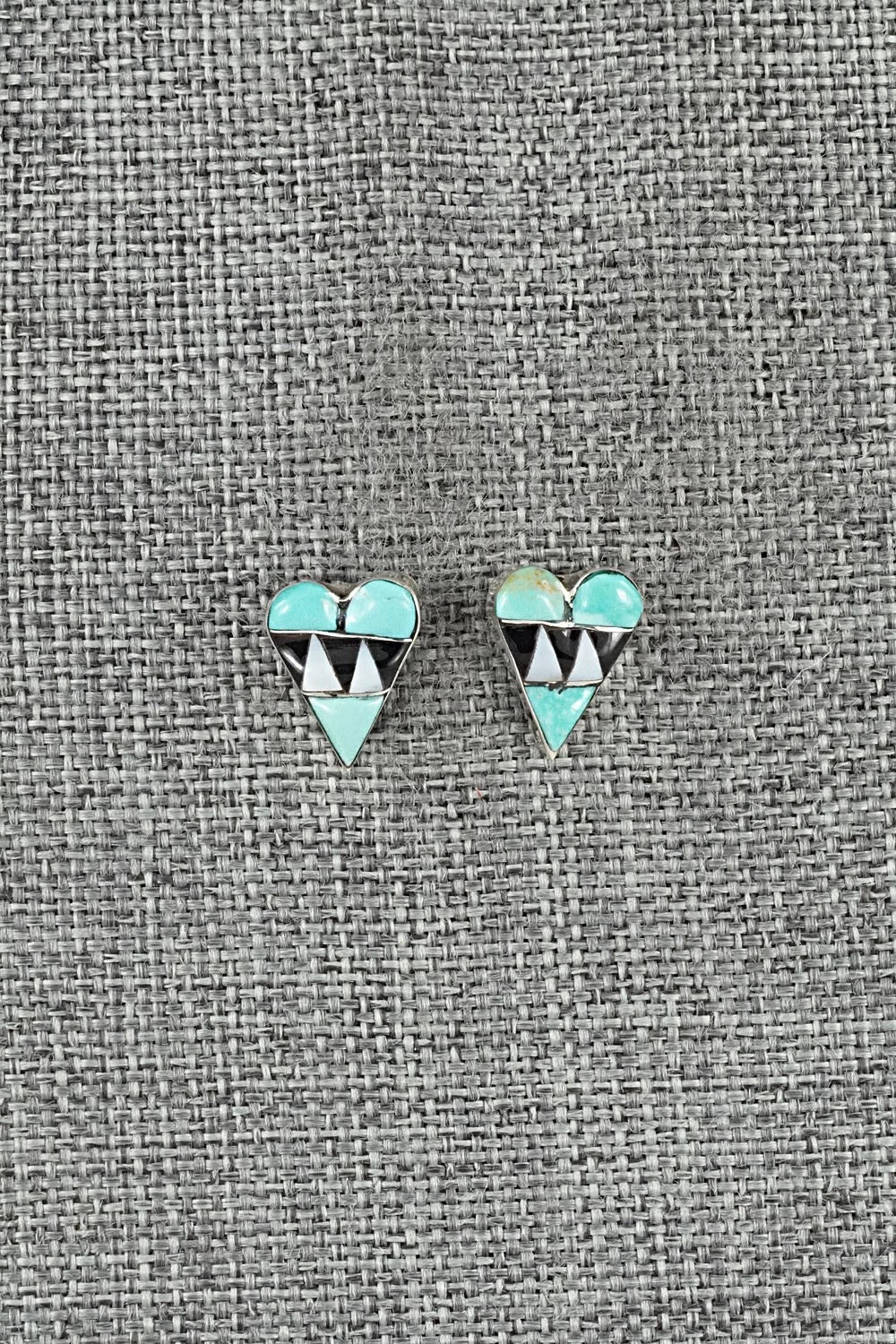 Turquoise, Onyx & Sterling Silver Earrings - Carol Vacit