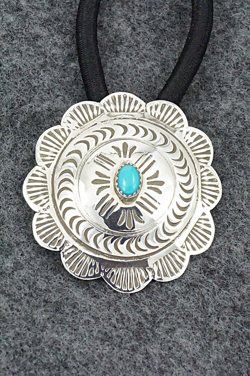 Turquoise & Sterling Silver Hair Tie - Bertha Begay