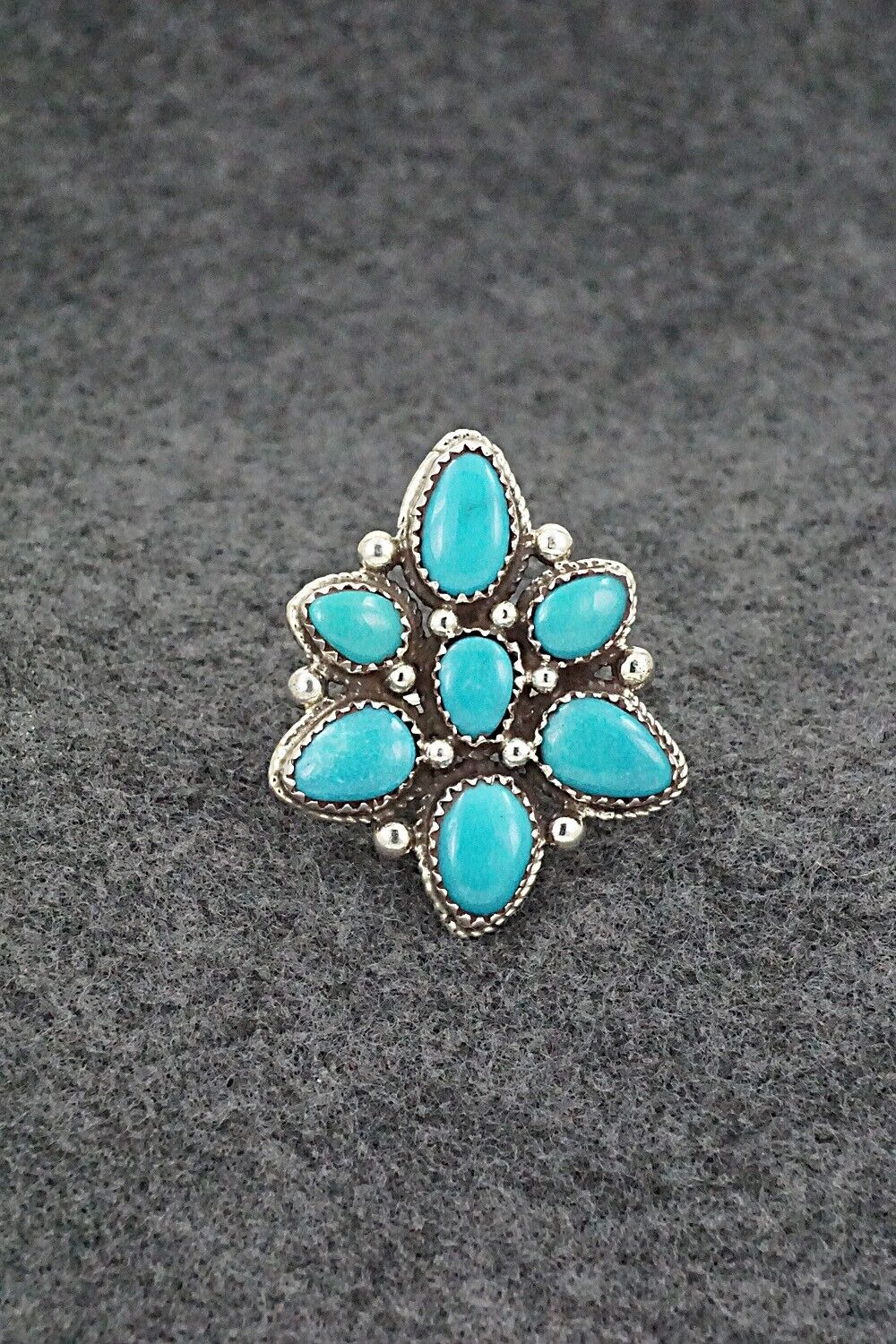 Turquoise & Sterling Silver Ring - Ernest Hawthorne - Size 8