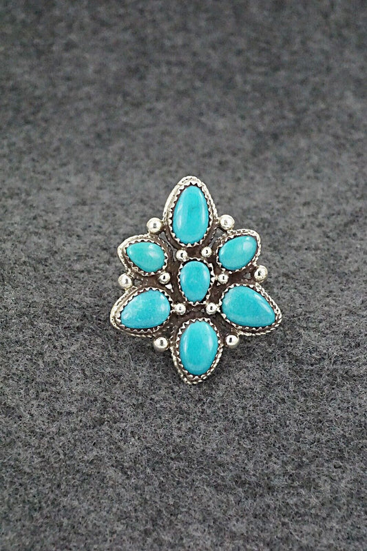 Turquoise & Sterling Silver Ring - Ernest Hawthorne - Size 8