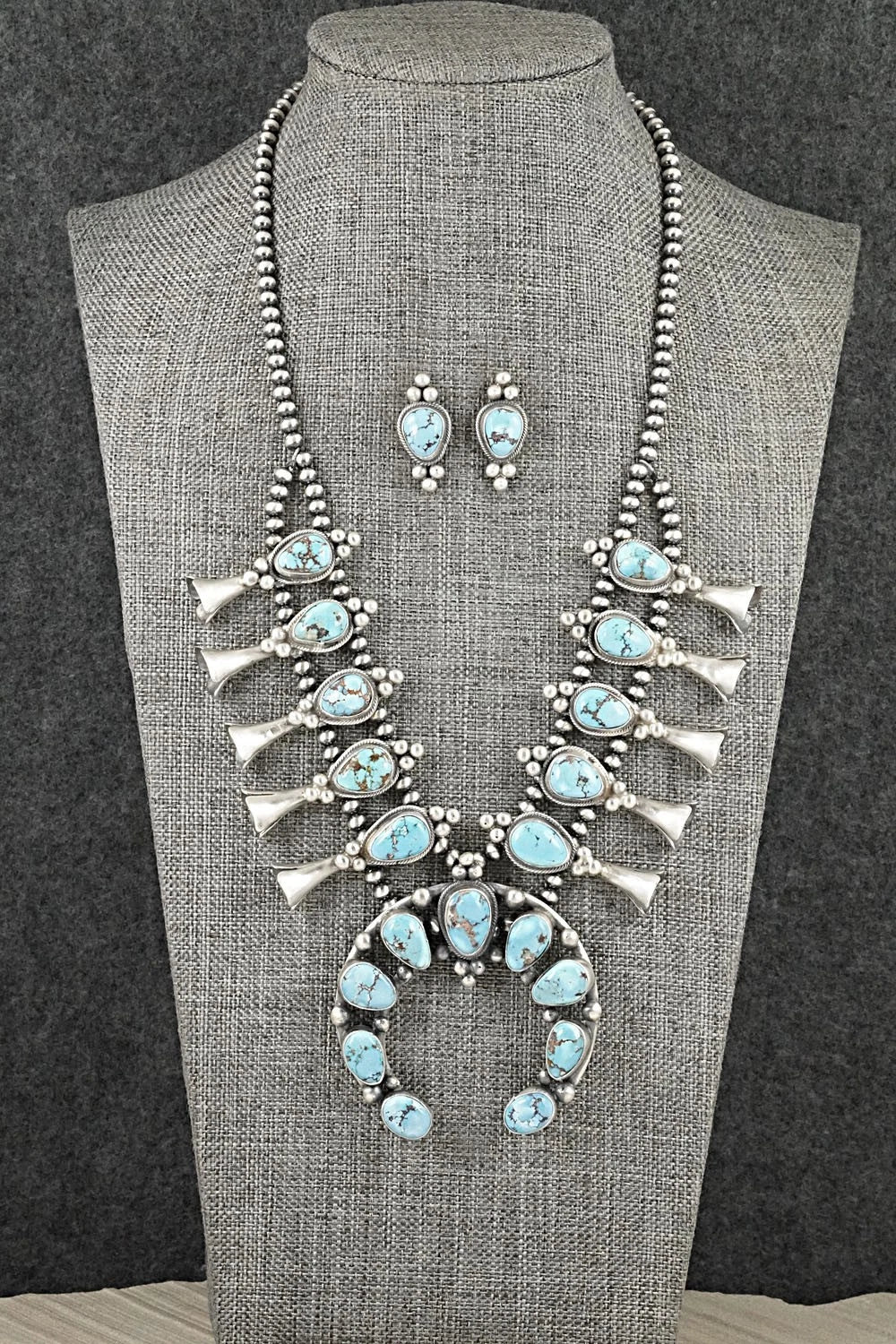 Turquoise & Sterling Silver Squash Blossom Set - Darrin Livingston