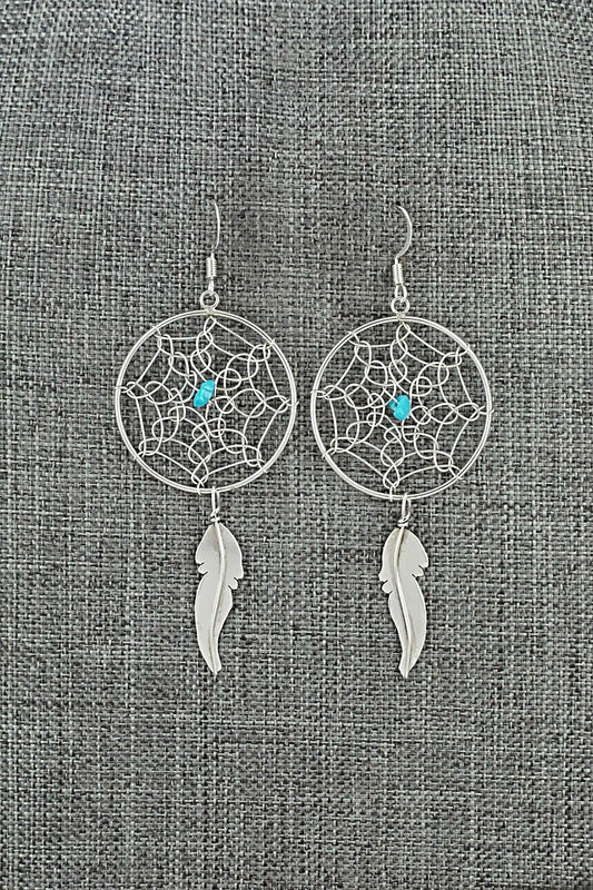 Turquoise & Sterling Silver Earrings - Lorenzo Arviso Jr.