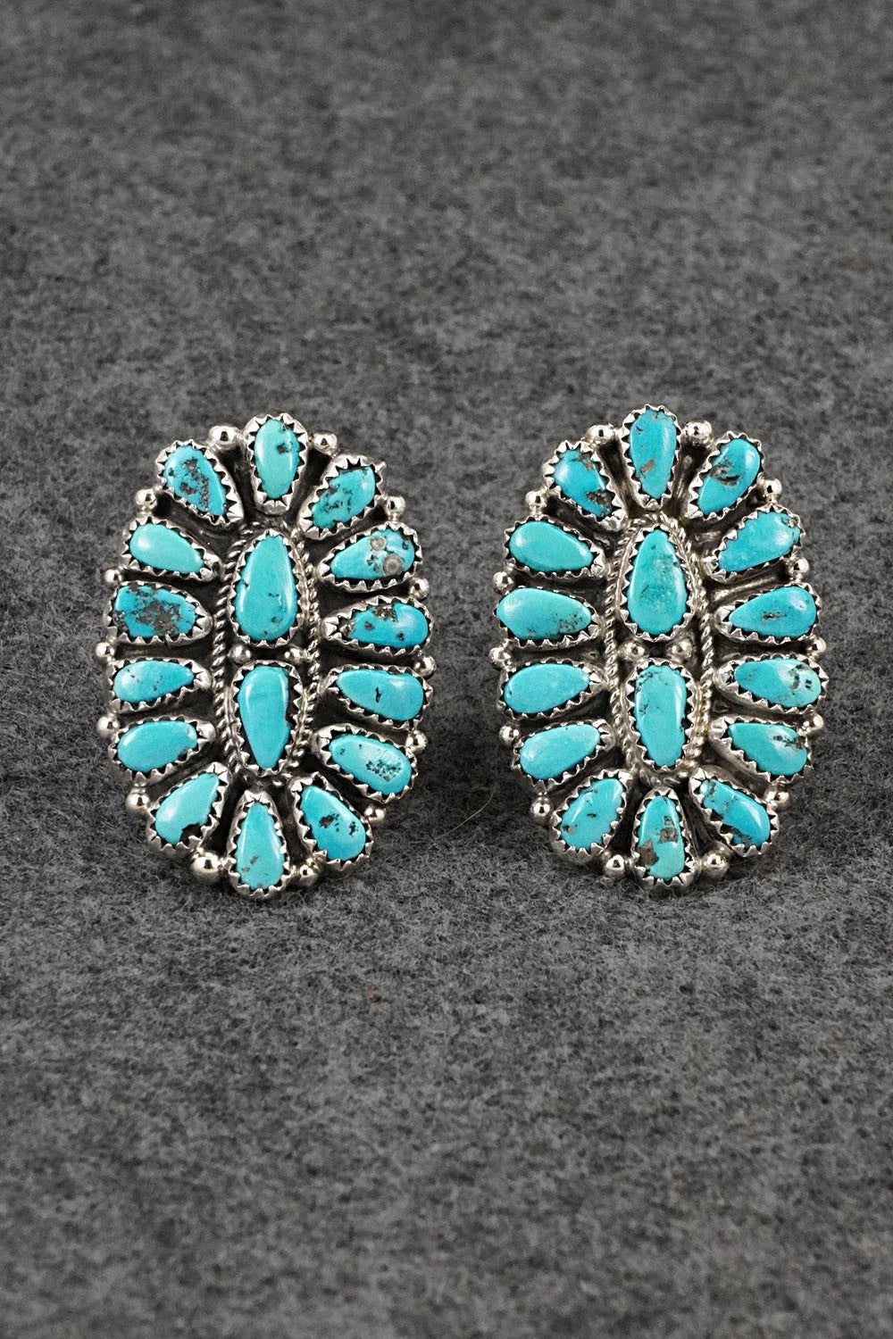 Turquoise & Sterling Silver Squash Blossom Set - Justina Wilson