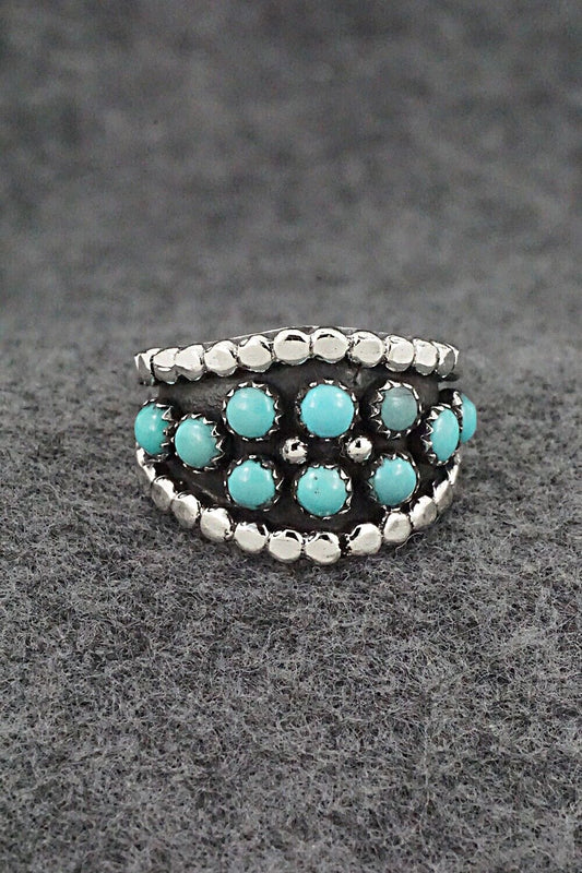 Turquoise & Sterling Silver Ring - Kenny Lonjose - Size 9