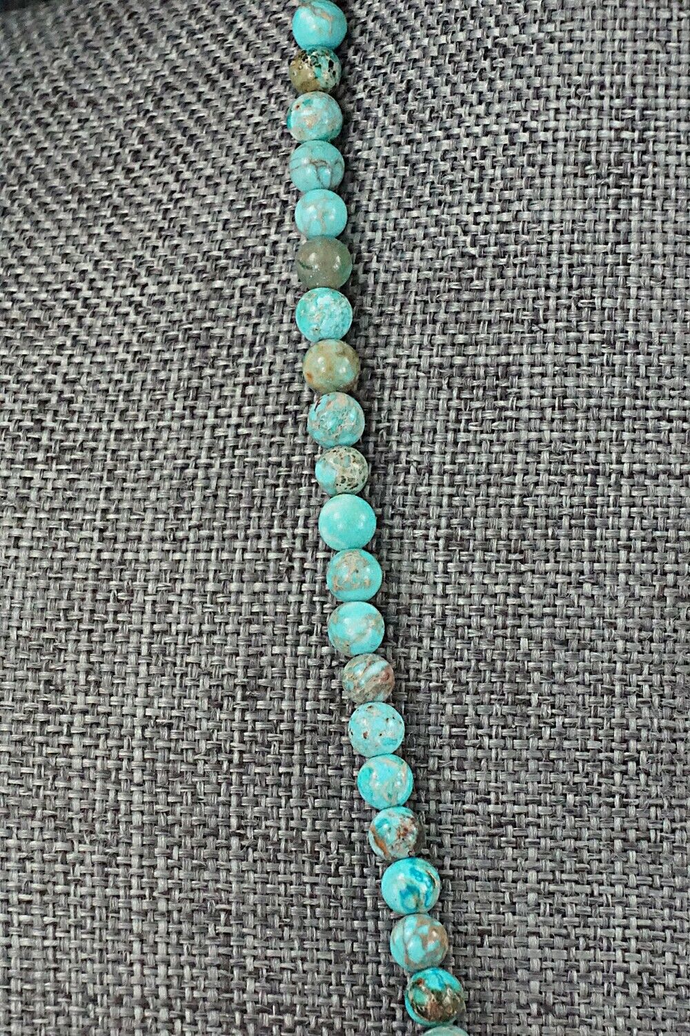Turquoise, Shell & Sterling Silver Necklace 18" - Ramona Calavaza