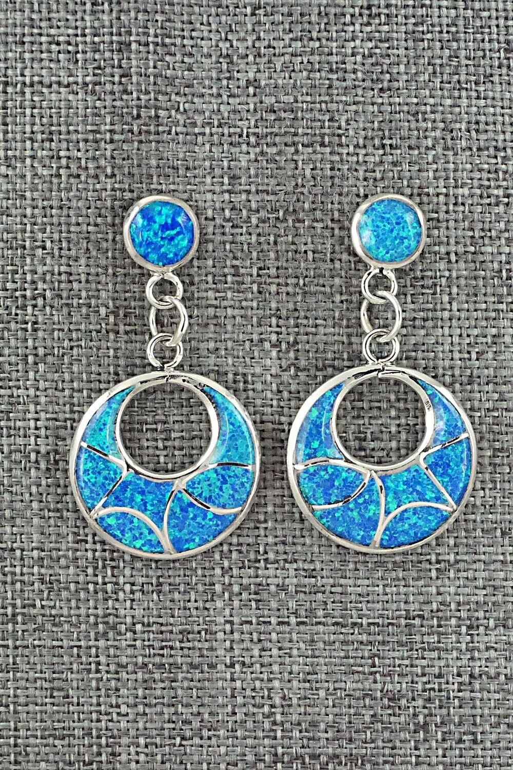 Opalite & Sterling Silver Inlay Earrings - Delorna Lahi