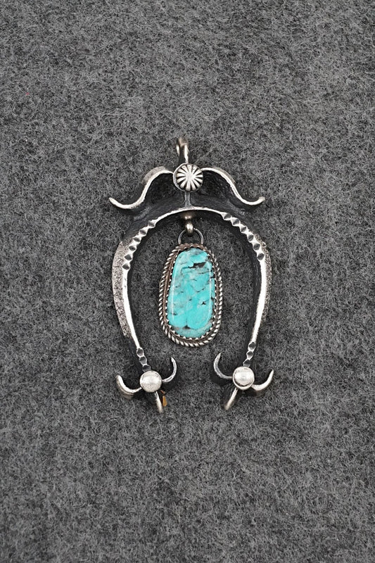 Turquoise and Sterling Silver Pendant - Martha Cayatineto
