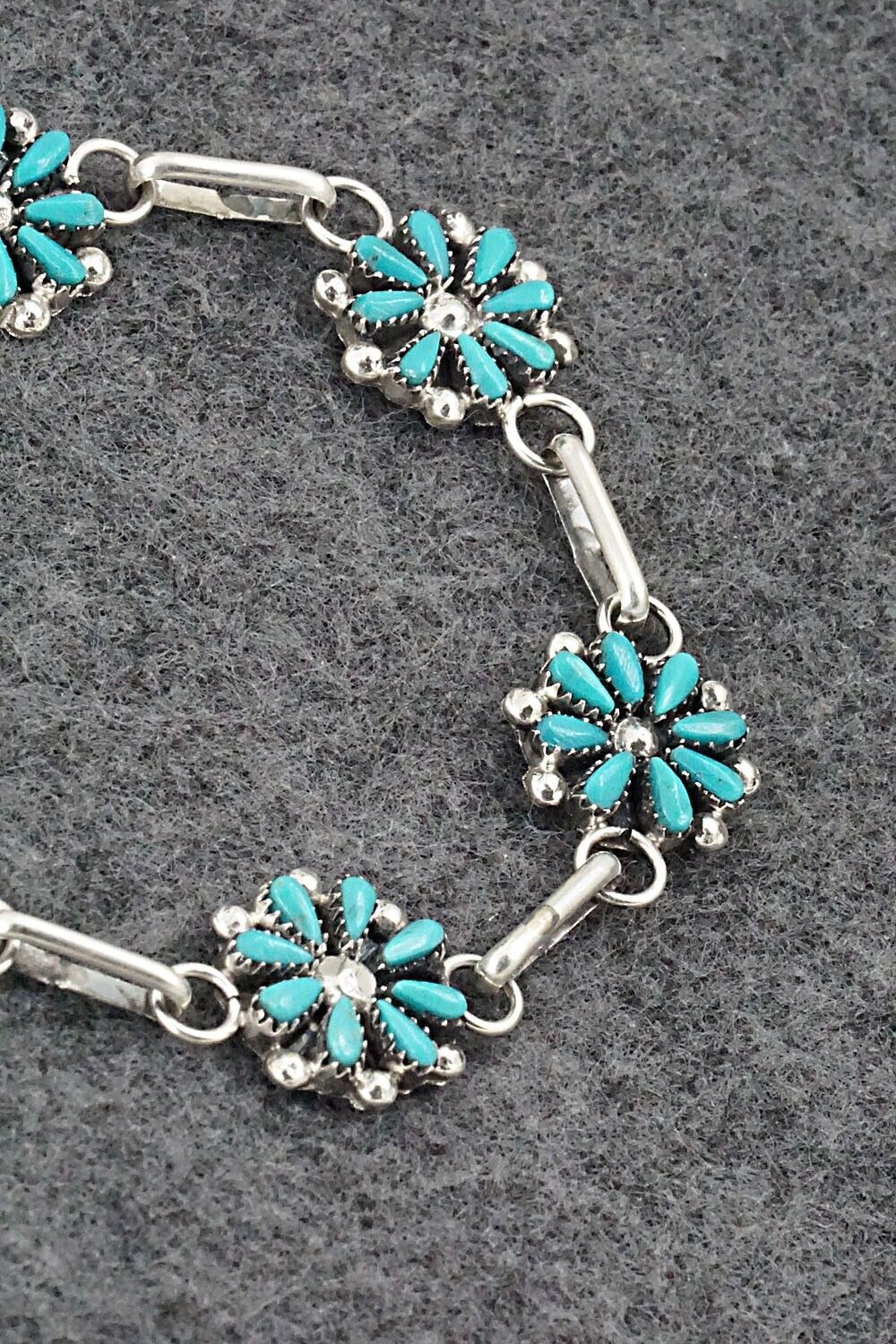 Turquoise & Sterling Silver Link Bracelet - David Leekity