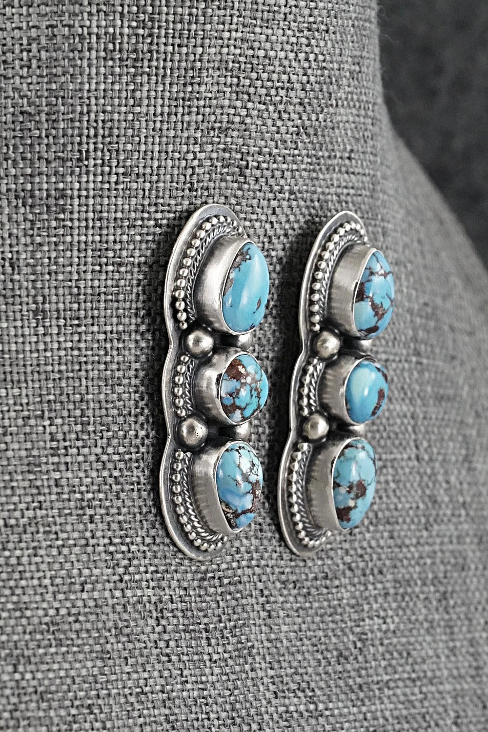 Turquoise & Sterling Silver Necklace and Earrings Set - Kathleen Livingston