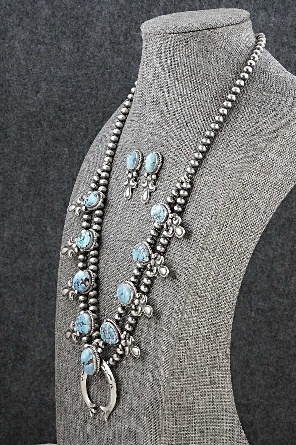 Turquoise & Sterling Silver Squash Blossom Set - Matthew Gordon