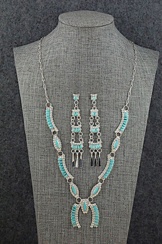 Turquoise & Sterling Silver Necklace and Earrings Set - Lucy Sheeyka