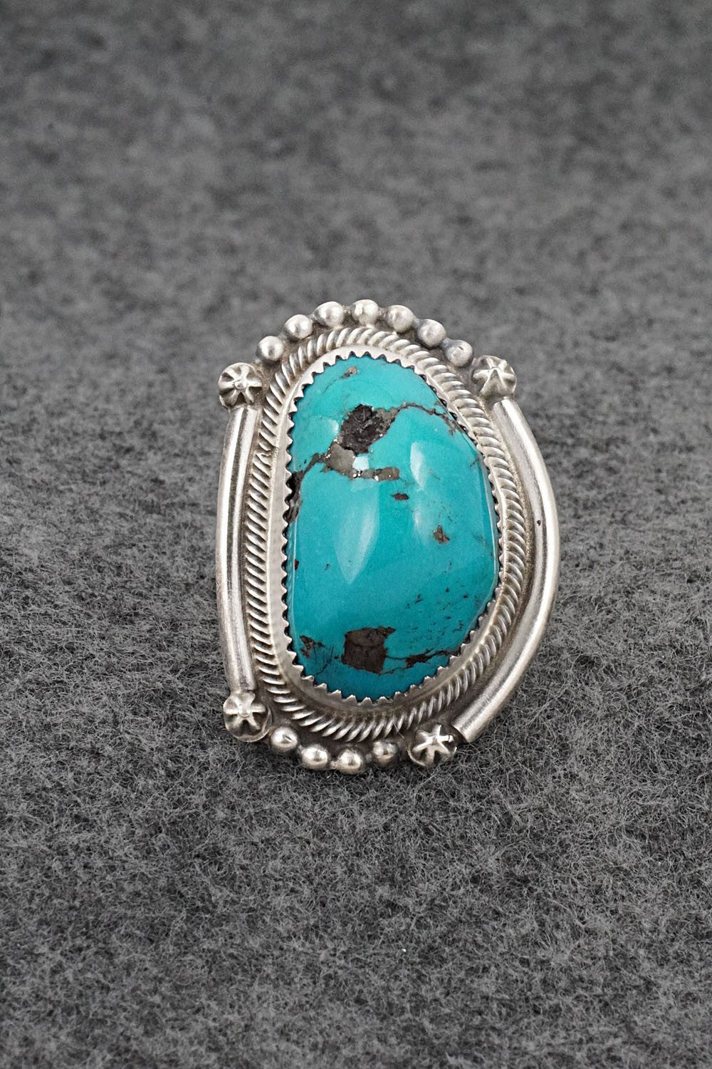 Turquoise & Sterling Silver Ring - Leslie Nez - Size 9.5