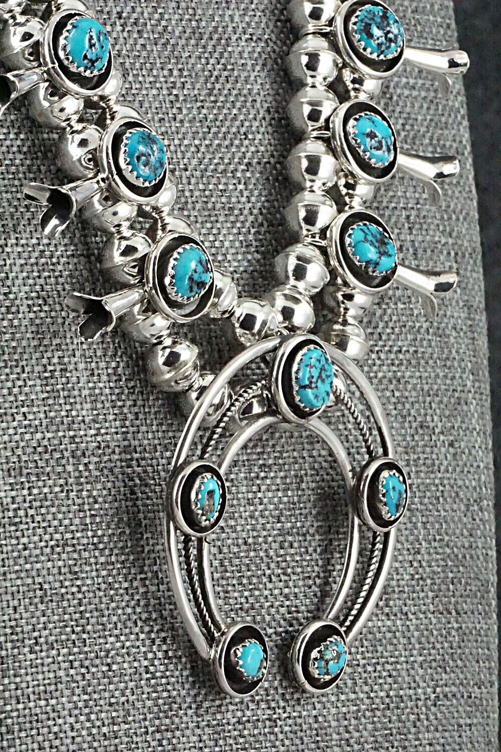 Turquoise & Sterling Silver Squash Blossom Set - Phil Garcia