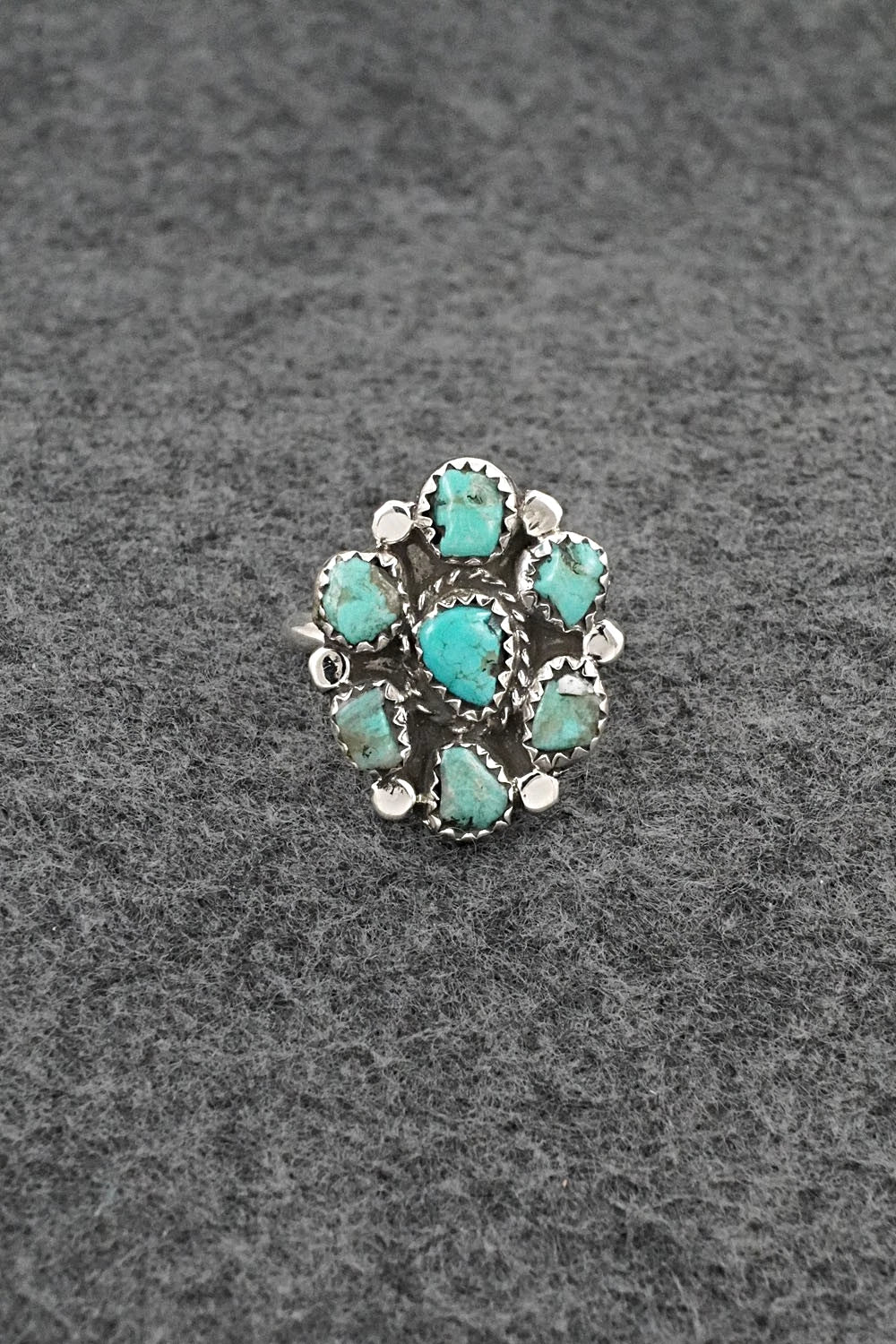 Turquoise & Sterling Silver Ring - Priscilla Reeder - Size 7.5