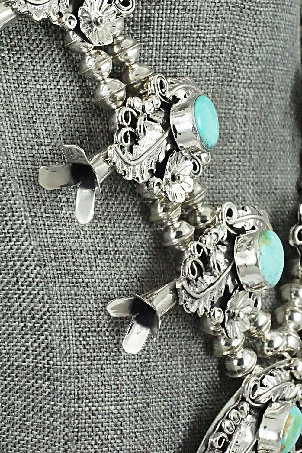 Turquoise & Sterling Silver Squash Blossom Set - Harry B. Yazzie