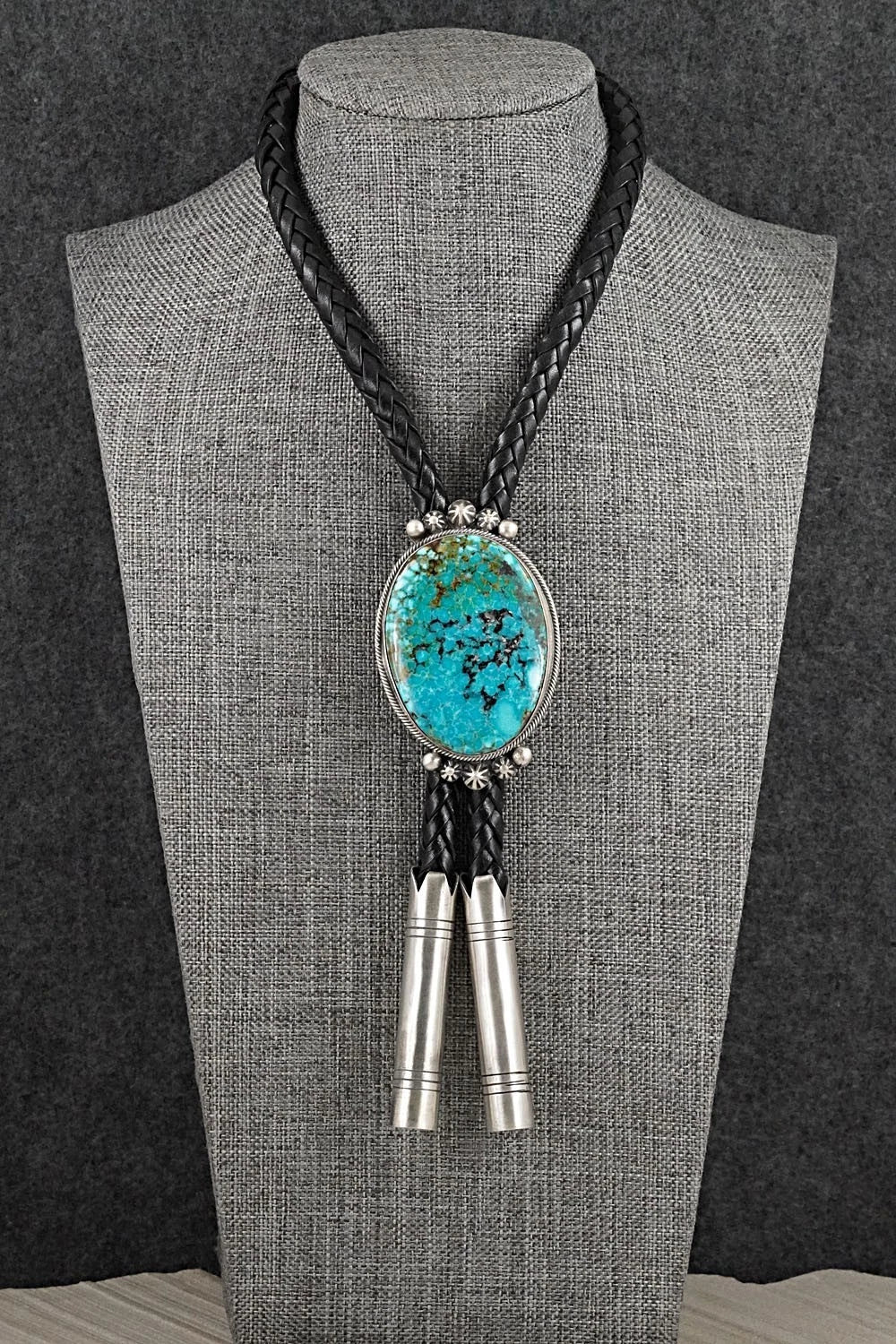 Turquoise & Sterling Silver Bolo Tie - Bobby Johnson