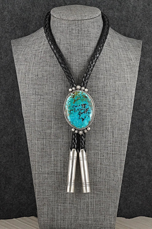 Turquoise & Sterling Silver Bolo Tie - Bobby Johnson