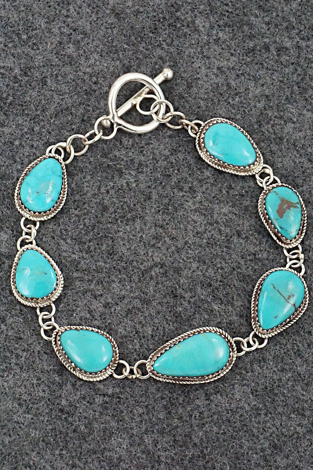 Turquoise & Sterling Silver Link Bracelet - Ernest Hawthorne