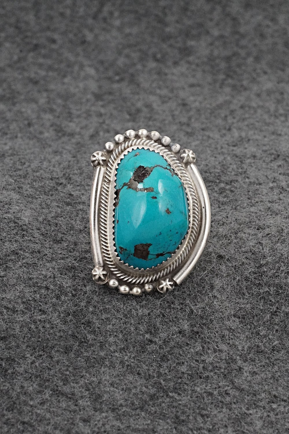 Turquoise & Sterling Silver Ring - Leslie Nez - Size 9.5