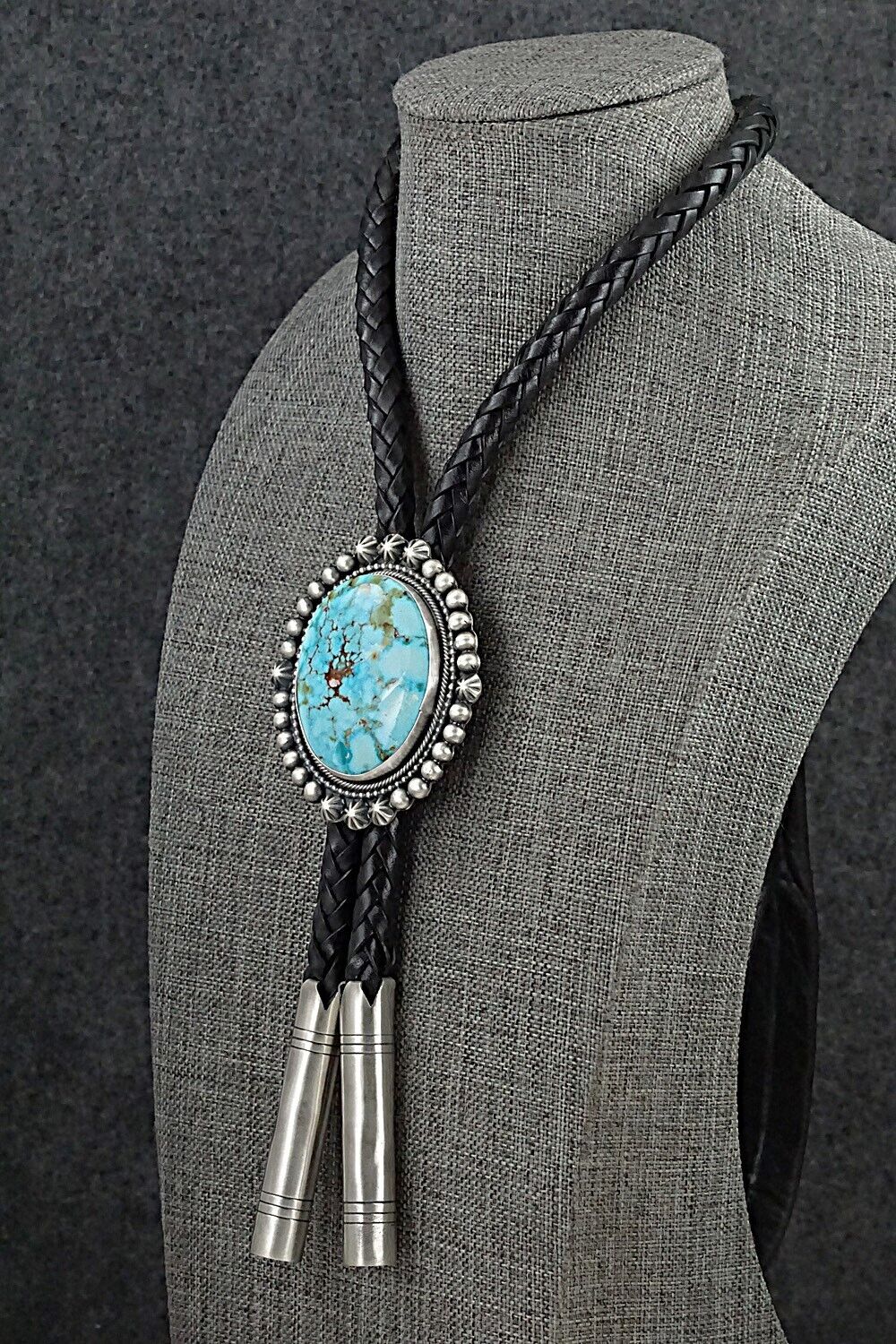 Turquoise & Sterling Silver Bolo Tie - Bobby Johnson