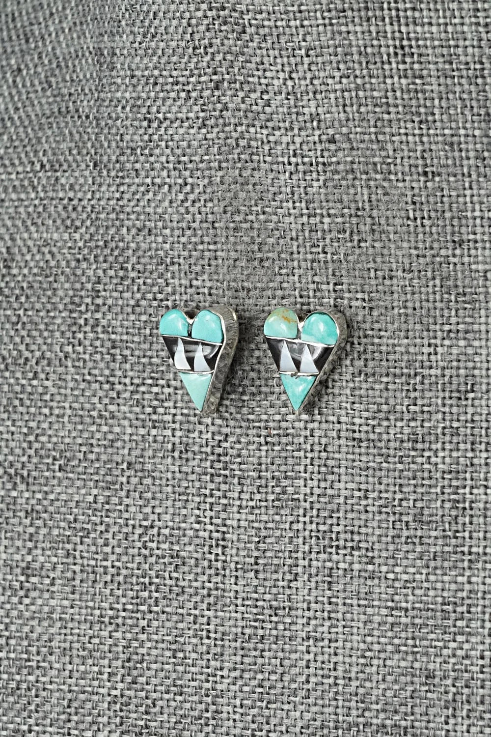 Turquoise, Onyx & Sterling Silver Earrings - Carol Vacit