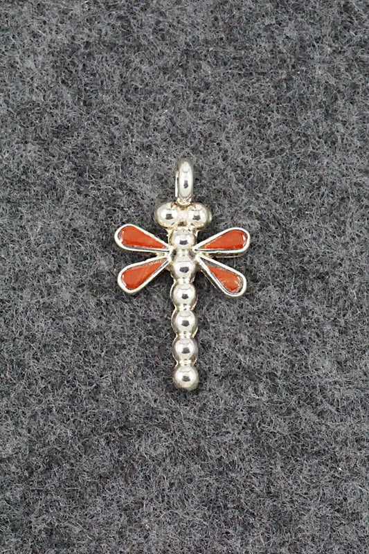 Coral & Sterling Silver Pendant - Erlene Edaakie