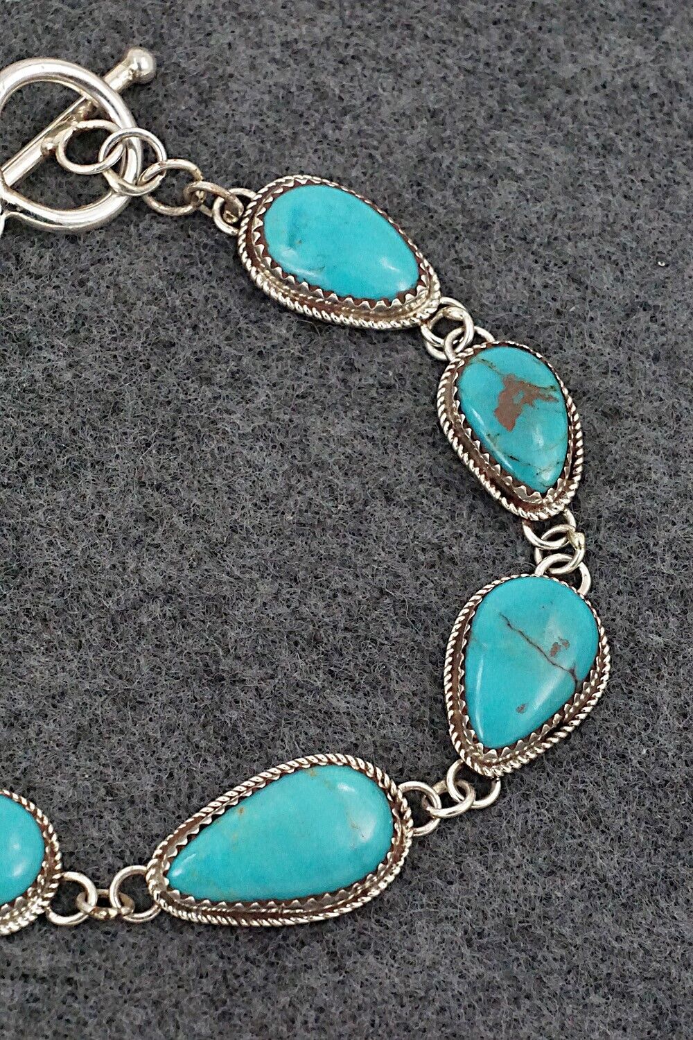 Turquoise & Sterling Silver Link Bracelet - Ernest Hawthorne