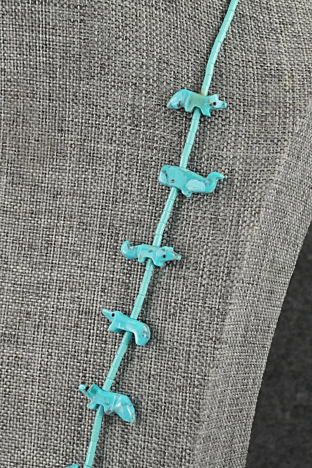 Turquoise Fetish Carving & Sterling Silver Necklace - Hector Goodluck