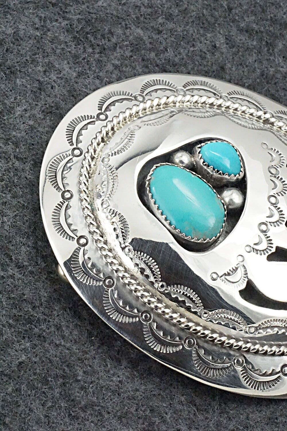 Turquoise & Sterling Silver Belt Buckle - Wilbert Muskett Sr.