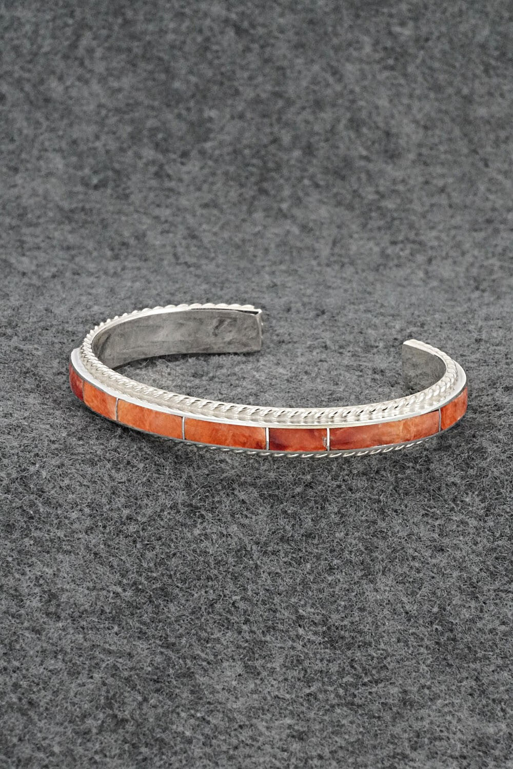 Spiny Oyster & Sterling Silver Inlay Bracelet - Ricky Booqua