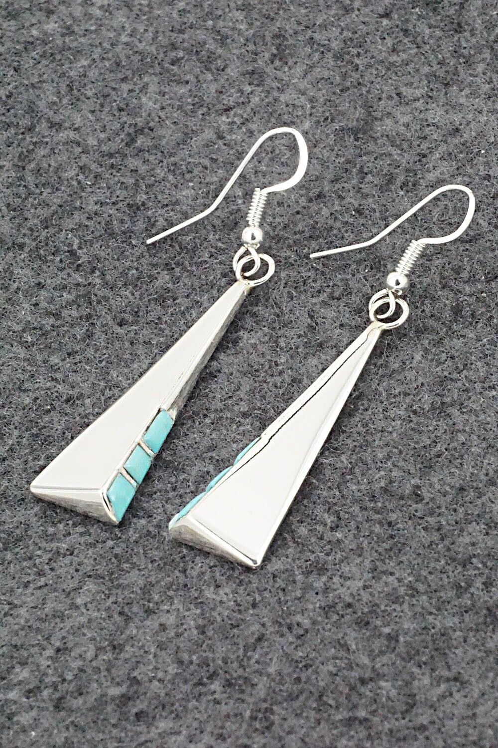 Turquoise and Sterling Silver Earrings - Leonard Jim