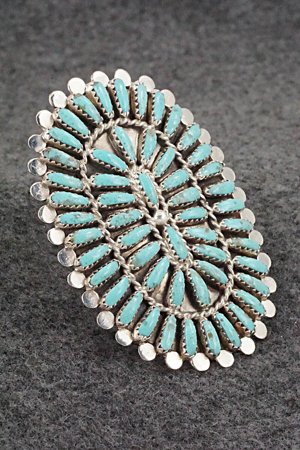 Turquoise & Sterling Silver Ring - Lavell Byjoe - Size 7.75