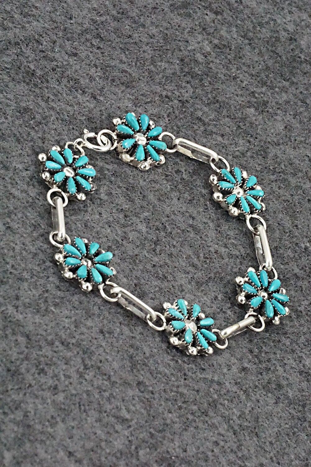Turquoise & Sterling Silver Link Bracelet - David Leekity