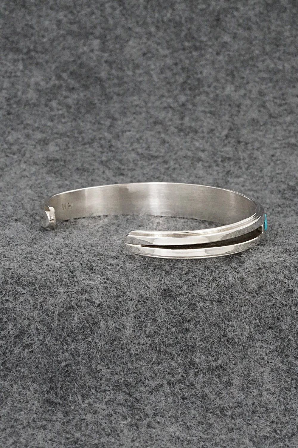 Turquoise, Coral Inlay & Sterling Silver Bracelet - Wilbert Muskett