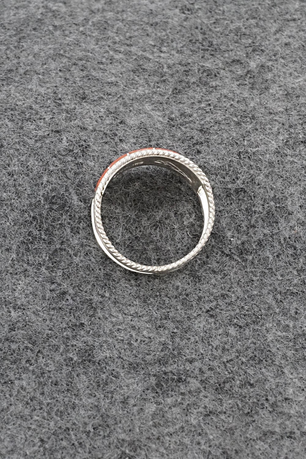 Coral and Sterling Silver Ring - Bruce Johnson - Size 10.5