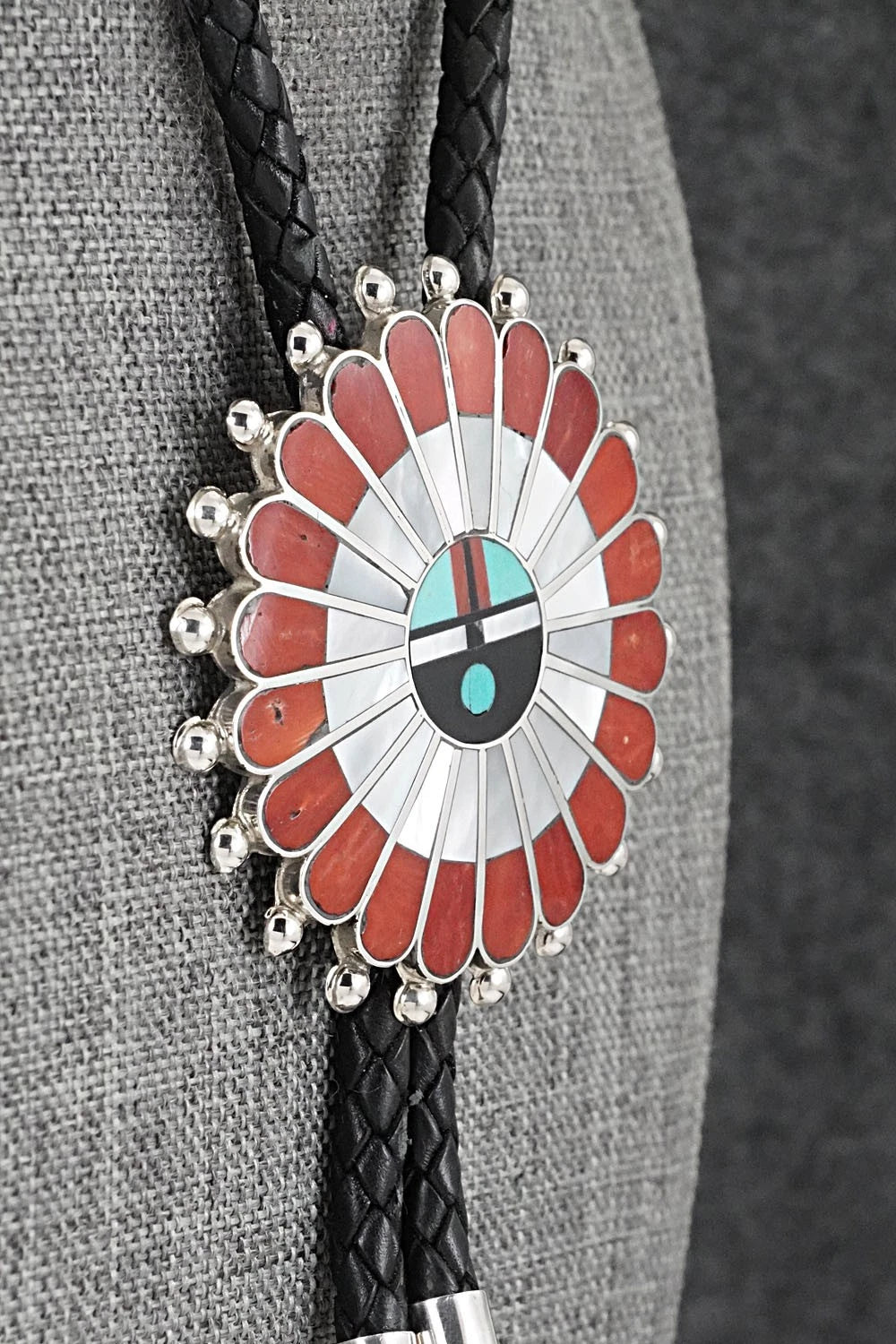 Multi-Stone & Sterling Silver Inlay Bolo Tie - April Unkestine