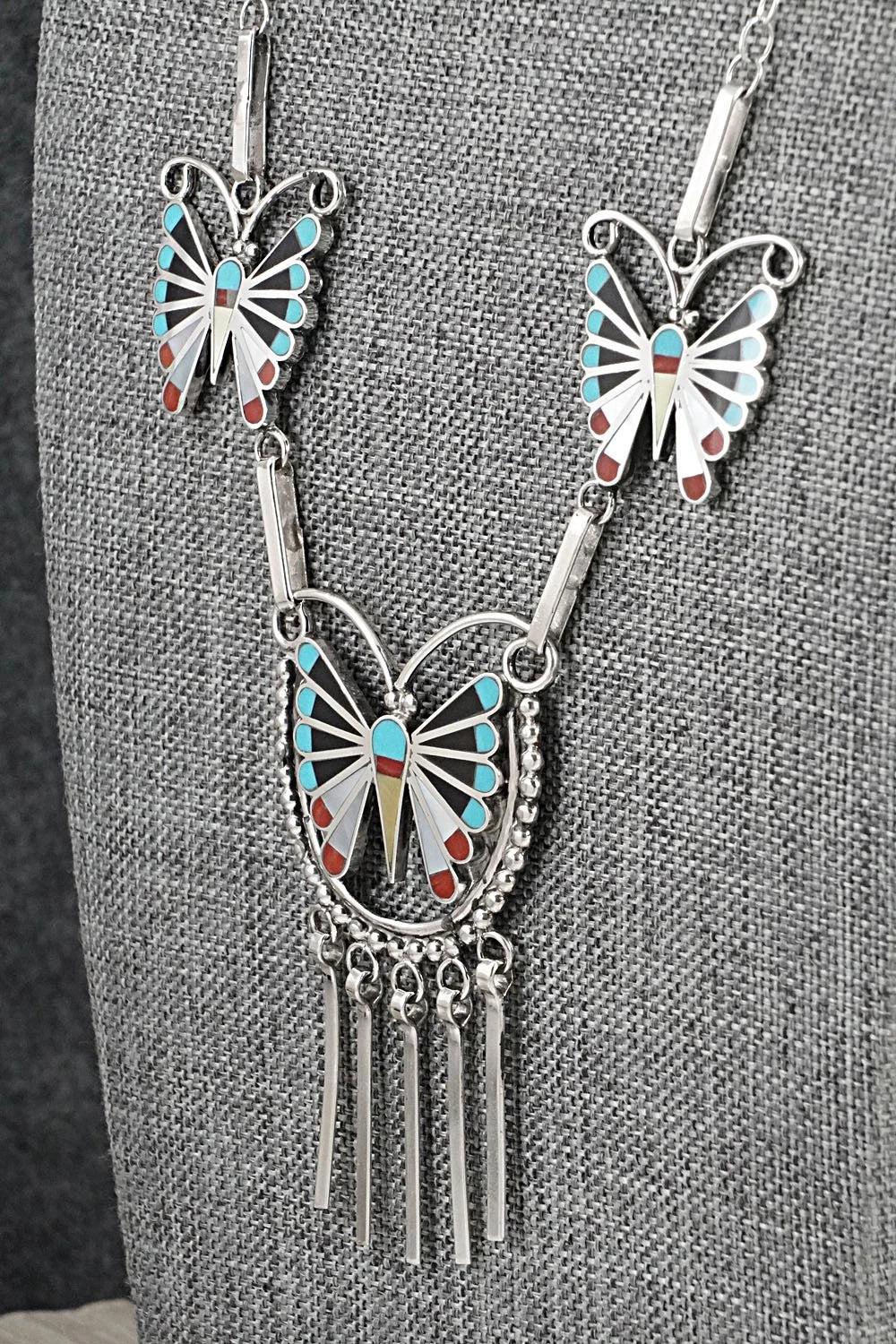 Multi-Stone & Sterling Silver Inlay Necklace Set - Adrian Wallace